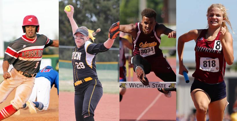 Pictured, left-to-right: Liberal's Syris Dunlap, Haven's Maguire Estill, Osborne's Darrien Holloway and St. James Academy's Katie Moore. (Dunlap photo by Bruce McPhail, Estill photo by Dedria Ashworth, Holloway and Moore photo by Everett Royer)