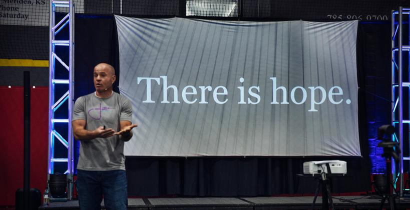 Damon Parker spoke to the more than 100 people at Mammoth on Thursday morning. (Courtesy Photo)