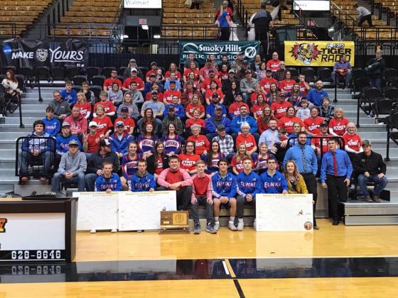 The Eureka community celebrated the high school's first state title in any sport after the team won the 2019 3-2-1A wrestling championship in February. (Photo courtesy Robin Wunderlich, The Eureka Herald)