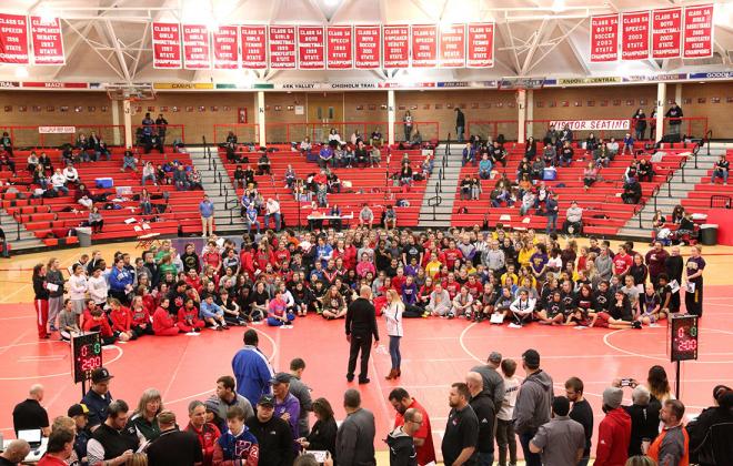 This Friday the state of Kansas will play host to the first KSHSAA sanctioned girls' wrestling Regionals. This photo is from last year's unofficial girls' State Championships. (Photo by Everett Royer, KSportsImages.com)