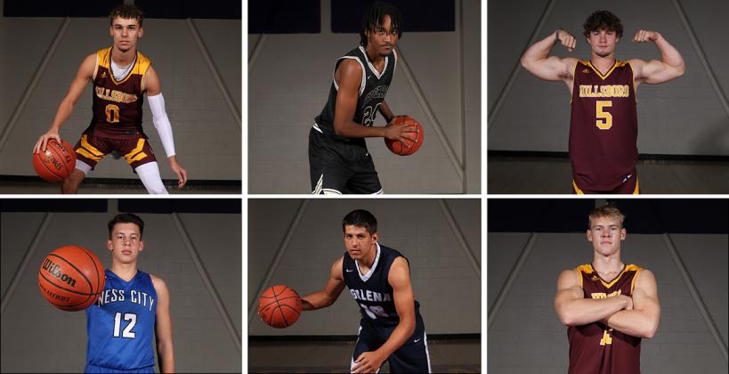 Clockwise from top left: Hillsboro's Brekyn Ratzlaff, Blue Valley's Aidan Shaw, Hillsboro's Matthew Potucek, Hillsboro's Grayson Ratzlaff, Galena's Brett Sarwinski and Ness City's Taylor Cable were among those recognized by the KBCA. (Photos by Connor Waltz)