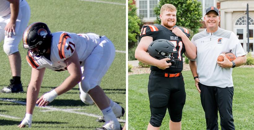 KFBCA Top 11: Grady Seyfert (Left photo by Denise Berndt; Right photo with Grady and his father Casey by Heather Kindall Photography for Kansas Pregame)