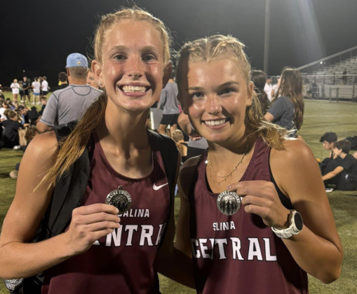 Kaylie Shultz (left) and Katelyn Rupe continue to pace the Salina Central girls as two of the top runners not just in the state, but in the nation. (Photo: Huey Counts)