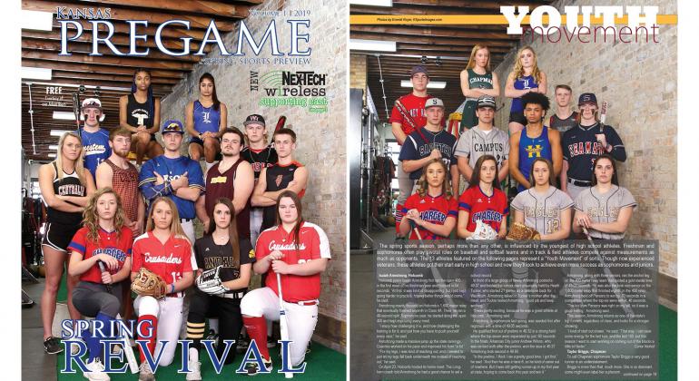 Distribution of the 2019 Spring Edition, which includes the "Spring Revival" cover features and the "Youth Movement" underclassmen features, is now complete. Pick up a free copy at dozens of sponsor locations across Kansas. (Photos by Everett Royer, KSportsImages.com)