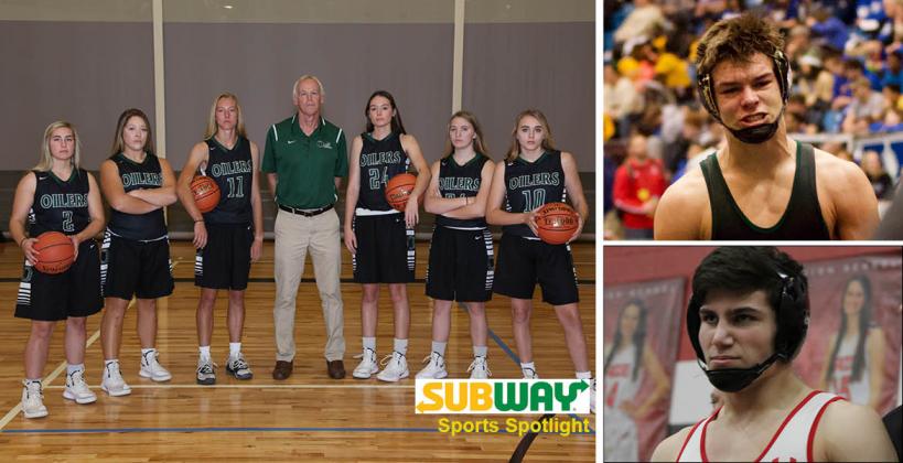 Pictured, clockwise from left: Central Plains seniors with coach Pat Stiles, Blue Valley Southwest senior Seth Nitzel and Maize senior Devin Gomez. (Photos by Everett Royer, Whitney Parks and Dan Loving)