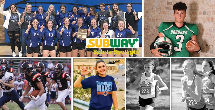 Clockwise from top left: Lincoln volleyball (Photo: Angela O'Bannon); Hutch-Central Christian's Caleb Lambert (Photo: Bree McReynolds-Baetz); Maize's Zoie Ecord (Photo: Huey Counts); Maize South's Alexa Rios (Photo: Huey Counts); Bluestem's Torrance Lovesee (Courtesy Photo); Beloit's Carson Cox (Photo: Debbie Meier, MeierProductions.com)