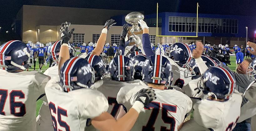 Cutline: Manhattan High cemented their position atop the 6A rankings with their dominant win over rival Junction City. (Photo: MHS Football Twitter)