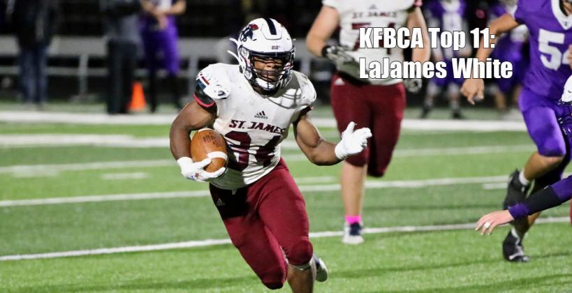 KFBCA Top 11: St. James Academy back LaJames White, #34 (Photo by Jason Burritt, Bay's Creek Photo)