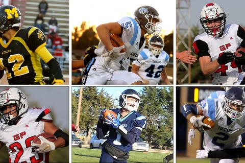 The Kansas 6-Man All-Star football game is Saturday in Newton. Among those players participating are, clockwise from top left: Adan Granillo, Colton McCarty, Wade Rush, Drew Schields, Tyler Sabatka and Rojelio Loya. (All photos by Everett Royer, KSportsImages.com, except the Sabatka photo, taken by Darci Schields)