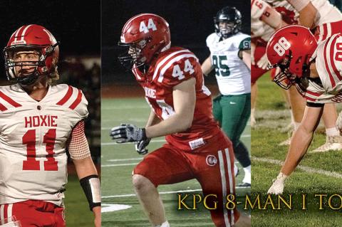 KPG 8-Man I Top 8 (L-R) Hoxie's Duncan Bell, Easton Nickelson and Samuel Watkins. (Photos: Madi Meier)