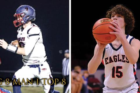 Kansas Pregame 8-Man Top 8: Jack Skocny, Clifton-Clyde (Left photo by Backroads News; Right photo by Joey Bahr)