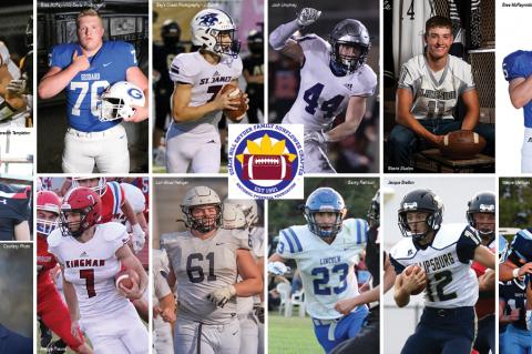 Clockwise from top left: Dillon Boldt, Rhett Brown, Dakota Burritt, Samuel Butler, Wyatt Eberle, Doug Grider, Sawyer Stevens, Ty Sides, Landon O'Hare, Ethan Kremer, Seth Krehbiel, Gianni Piccini and Camden Kirmer.