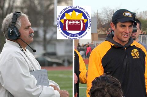 Silver Lake coach C.J. Hamilton (left) and Andale coach Dylan Schmidt (right) were recognized by the Coach Bill Snyder Family/Sunflower Chapter of the National Football Foundation for their contributions to the sport of football in Kansas. (File Photos) 