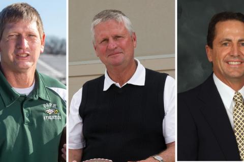 (L-R): Olpe's Chris Schmidt, Colgan's Chuck Smith, and Doug Simpson. (Photo credit, L-R: Evert Nelson/Topeka Capital-Journal; File Photo; Courtesy Photo)