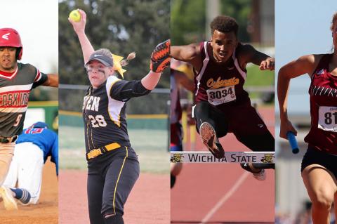 Pictured, left-to-right: Liberal's Syris Dunlap, Haven's Maguire Estill, Osborne's Darrien Holloway and St. James Academy's Katie Moore. (Dunlap photo by Bruce McPhail, Estill photo by Dedria Ashworth, Holloway and Moore photo by Everett Royer)
