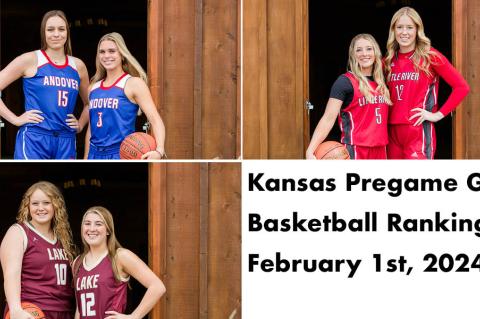 Clockwise from bottom left: Silver Lake's MaKenzie McDaniel and McKinley Kruger, Andover's Alana Shetlar and Brooke Walker, and Little River's Alaina Eck and Aubrey Olander lead the way for three of the most dominant teams in their respective classifications. (Photos: Heather Kindall Photography)