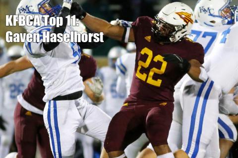 KFBCA Top 11: Hays High defensive end Gaven Haselhorst, #22 (Photo: Everett Royer, KSportsImages.com)