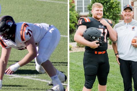 KFBCA Top 11: Grady Seyfert (Left photo by Denise Berndt; Right photo with Grady and his father Casey by Heather Kindall Photography for Kansas Pregame)
