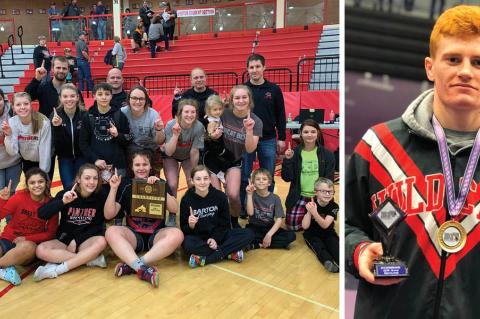 Great Bend won the first West Regional Girls Championship last weekend while Burlington's Cael Johnson won his fourth straight league title. (Photos courtesy Great Bend Panther Wrestling and Burlington Wrestling)