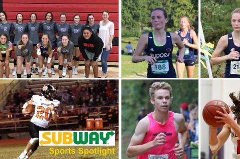 Clockwise from top left: Royal Valley volleyball. (Photo by Joan Pahmahmie); Eudora's Reagan Hiebert. (Photo by Carlee Norris); Eudora's Riley Hiebert. (Photo by Judy Erpelding); Hoxie's Addi Campbell. (File photo by Everett Royer); Manhattan's Daniel Harkin. (Photo by Huey Counts); Humboldt's Conor Haviland. (File photo by Taylor Beeman)