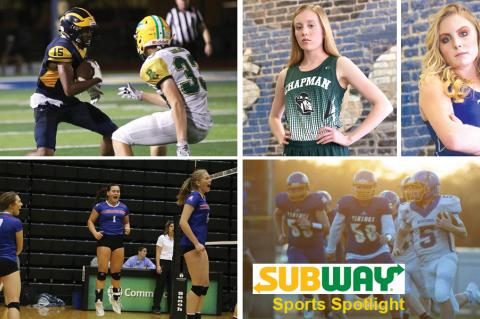 Wichita Northwest/Bishop Carroll, Chapman's Taylor Briggs and Lincoln's Jaycee Vath, Wabaunsee volleyball and the Parson/Iola game are just a few of the items featured in our new Subway Sports Spotlight. (Photo credit, clockwise from top left: Anna Harter, Everett Royer/KSportsImages.com, Erick Mitchell/Iola Register, Everett Royer/KSportsImages.com)