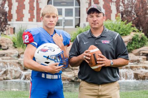Isaac and Eric Detweiler pose at Kansas Wesleyan University during our Family Over Everything feature shot last summer (Photo: Heather Kindall Photography)