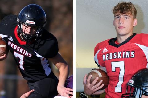 8-Man I Top 8: Braxton Lafferty (Left photo Everett Royer/KSportsImages.com; Right photo Joey Bahr for Kansas Pregame) )