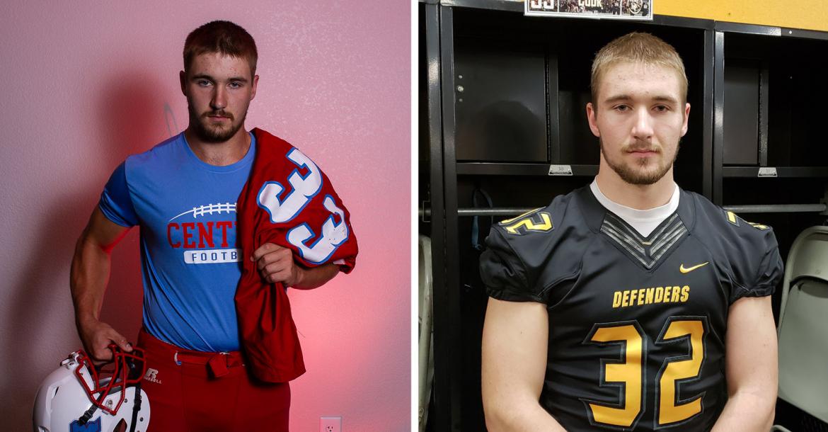 Central-Burden's Clayton Cook, featured in our "Weighting Game" feature, signed with Dordt College in Iowa. (Left photo by Joey Bahr, right photo courtesy Clayton Cook)