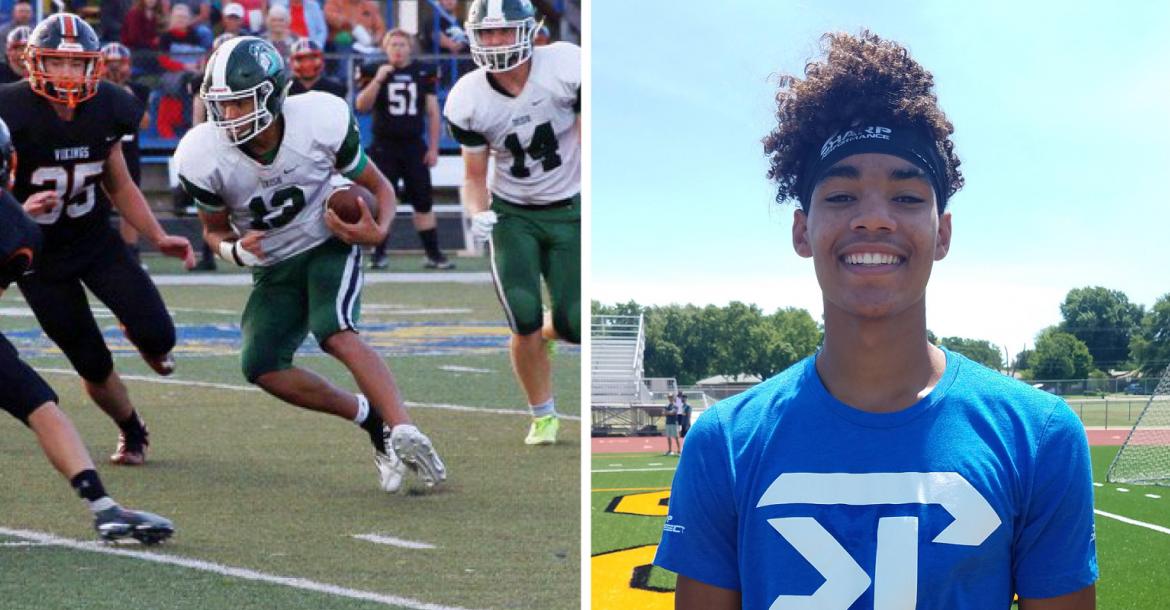 Chapman's Izek Jackson, a subject of our Sharp Performance Top Prospect coverage, signed with Butler Community College. (Left photo by CHS Journalism, right photo by John Baetz)